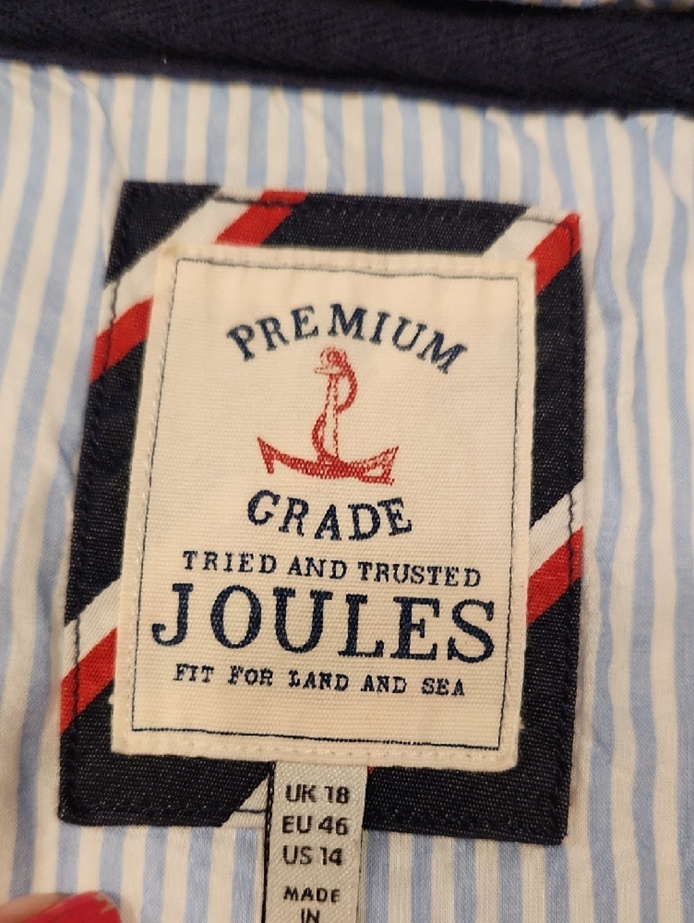 Joules Striped Shirt with Nautical Patch - Light Blue & White - Picture 3 of 4
